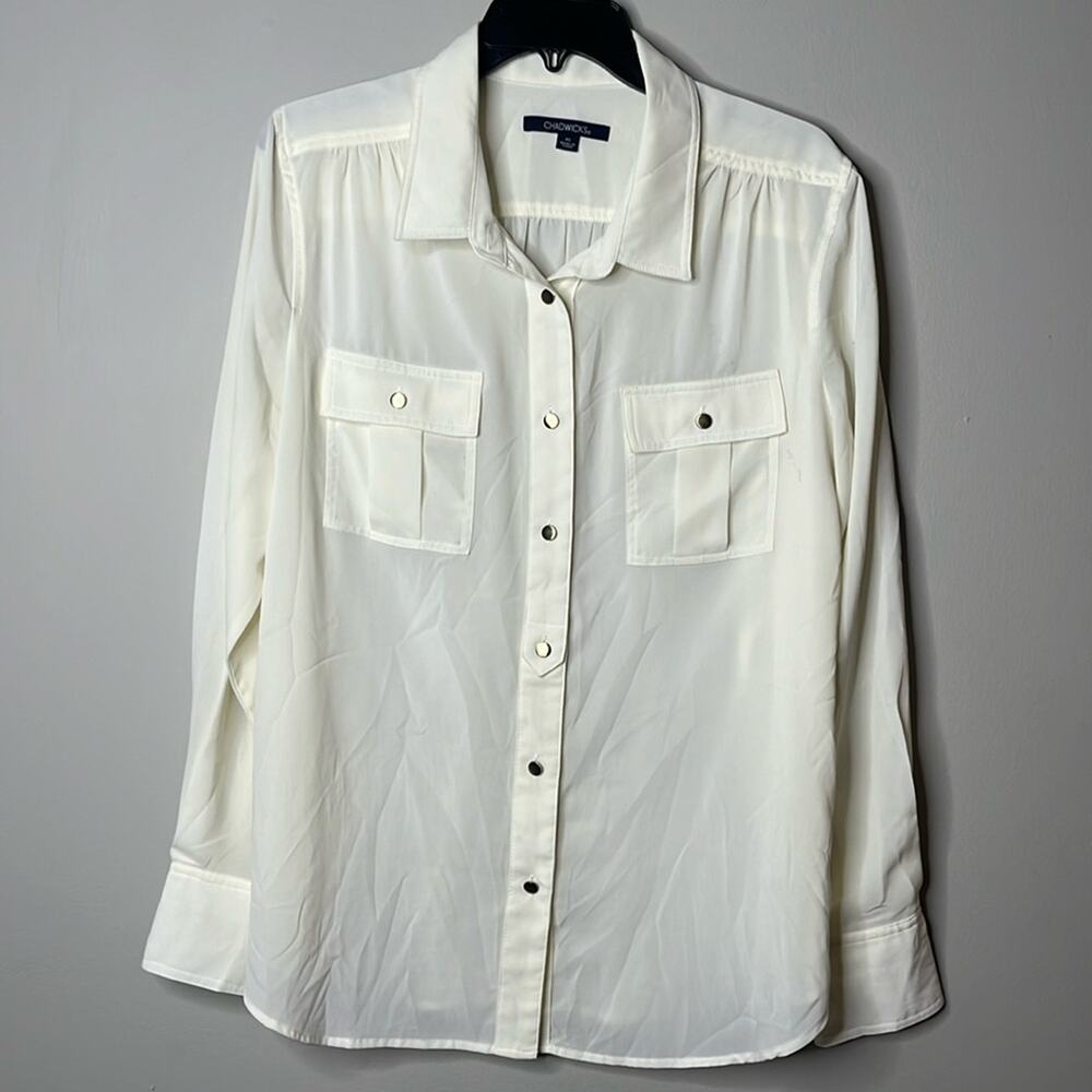 Chadwick’s Sheer Beige Button Up Blouse XL